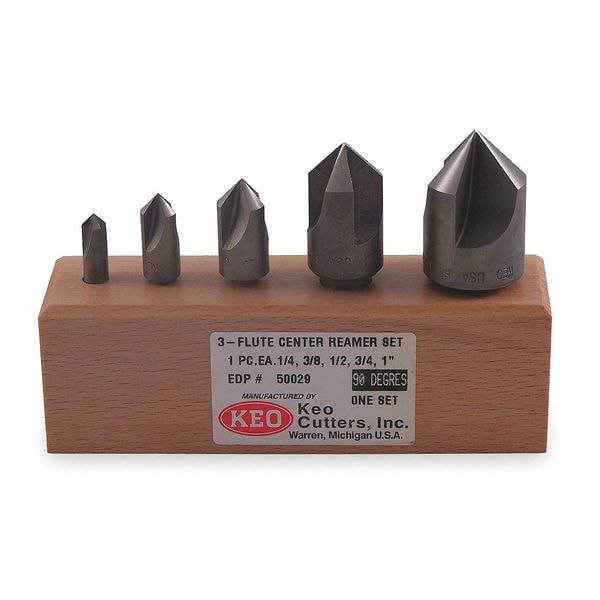 Keo 60 deg 3 Flute 5 piece Center Reamer Set CO - 917-000-010