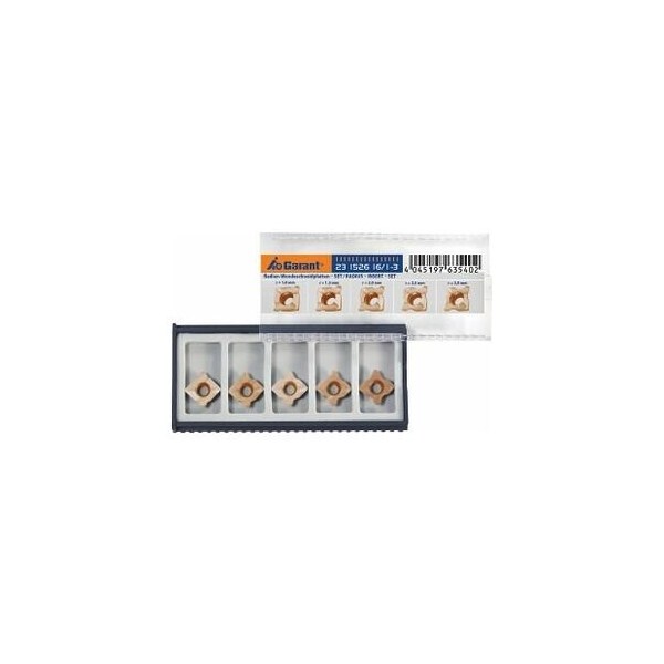 Garant Set of Radius Indexable Inserts for 90 Degree NC Spotting Drill, Radius: 1 mm - 3 mm - 231528 16/1-3