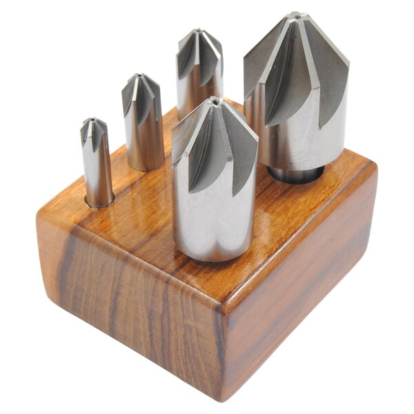 Hhip 1/4-1 in. 5 Piece 82 Degree 6 Flute High Speed Steel Chatterless Countersink Set - 2001-3000
