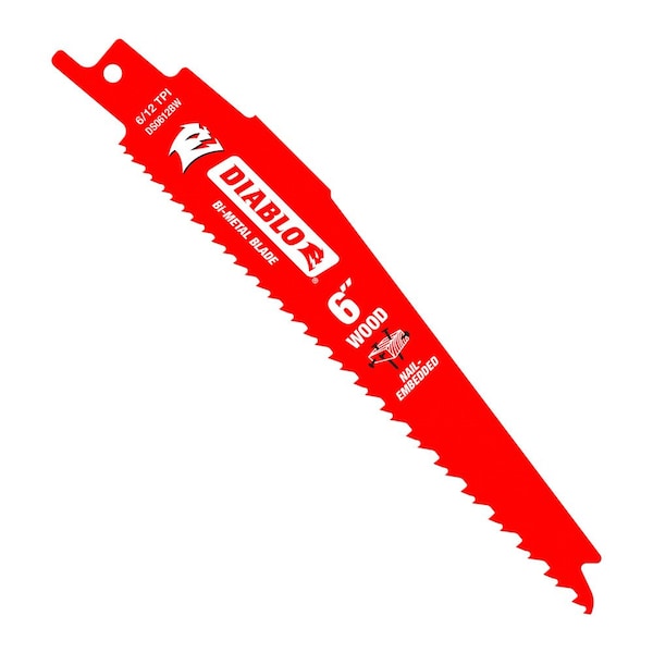 Diablo Bi-Metal Recip Blade for Nail Emb, PK200, 200 PK - DS0612BW200