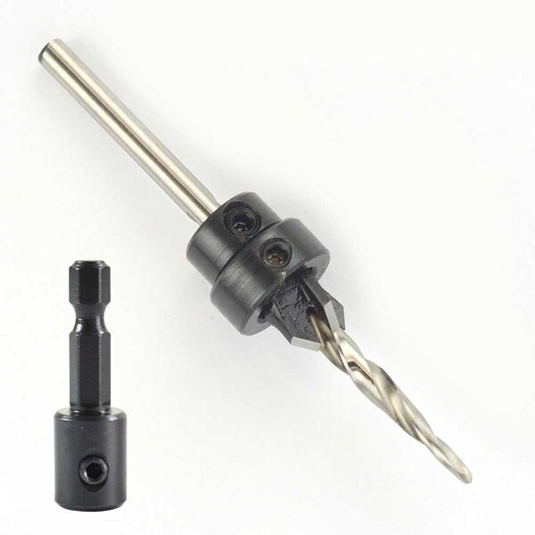 Big Horn # 8 Complete Countersink W/Taper Drill & Quick-Change 1/4" Hex Shank Adapter From W.L. Fuller (C5M) - 18916