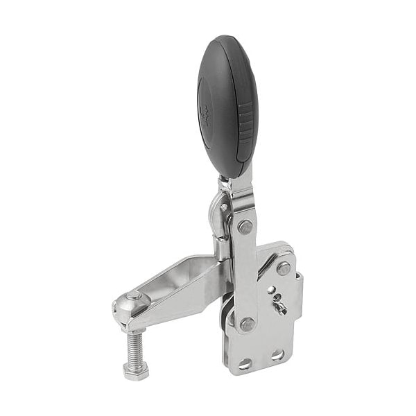 Kipp Vertical Toggle Clamps with straight foot and adj. spindle, stainless - K0663.106000