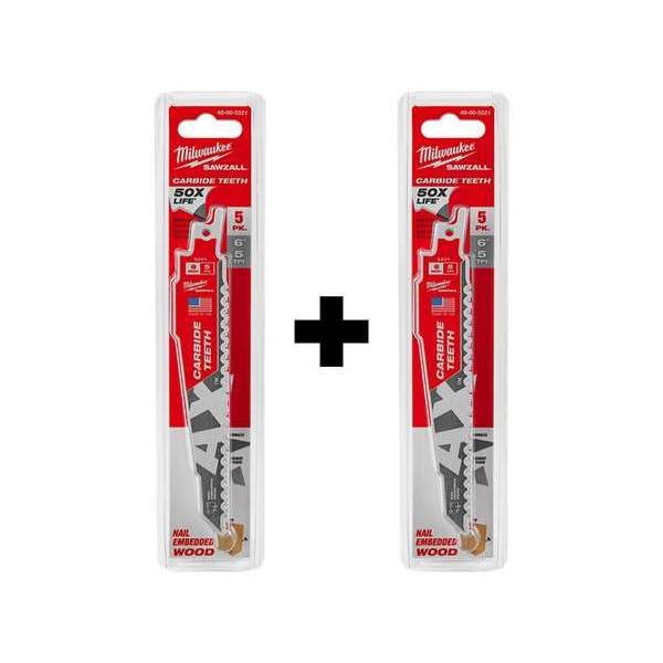 Milwaukee Tool AX CARBIDE 5T 6L 5PK w Extra 5PK - 48-00-5521, 48-00-5521