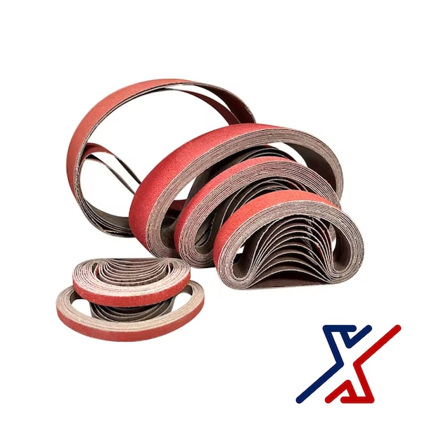 X1 Herramientas X1Abrasivos 1/4 pulg. x 18 pulg. 150 Grit Cintas de Lijado de Cerámica, 50PK - X1E-CON-SAN-BEC-2601x50