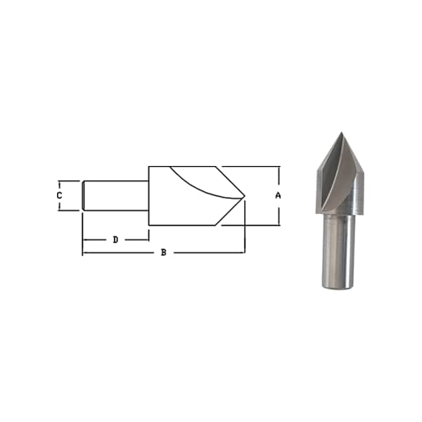 Link 3/8 X 90 Deg HSS Rh 1Fl Chamfer 3/8 Shank X 1-9/16 Oal - 90-L2-413