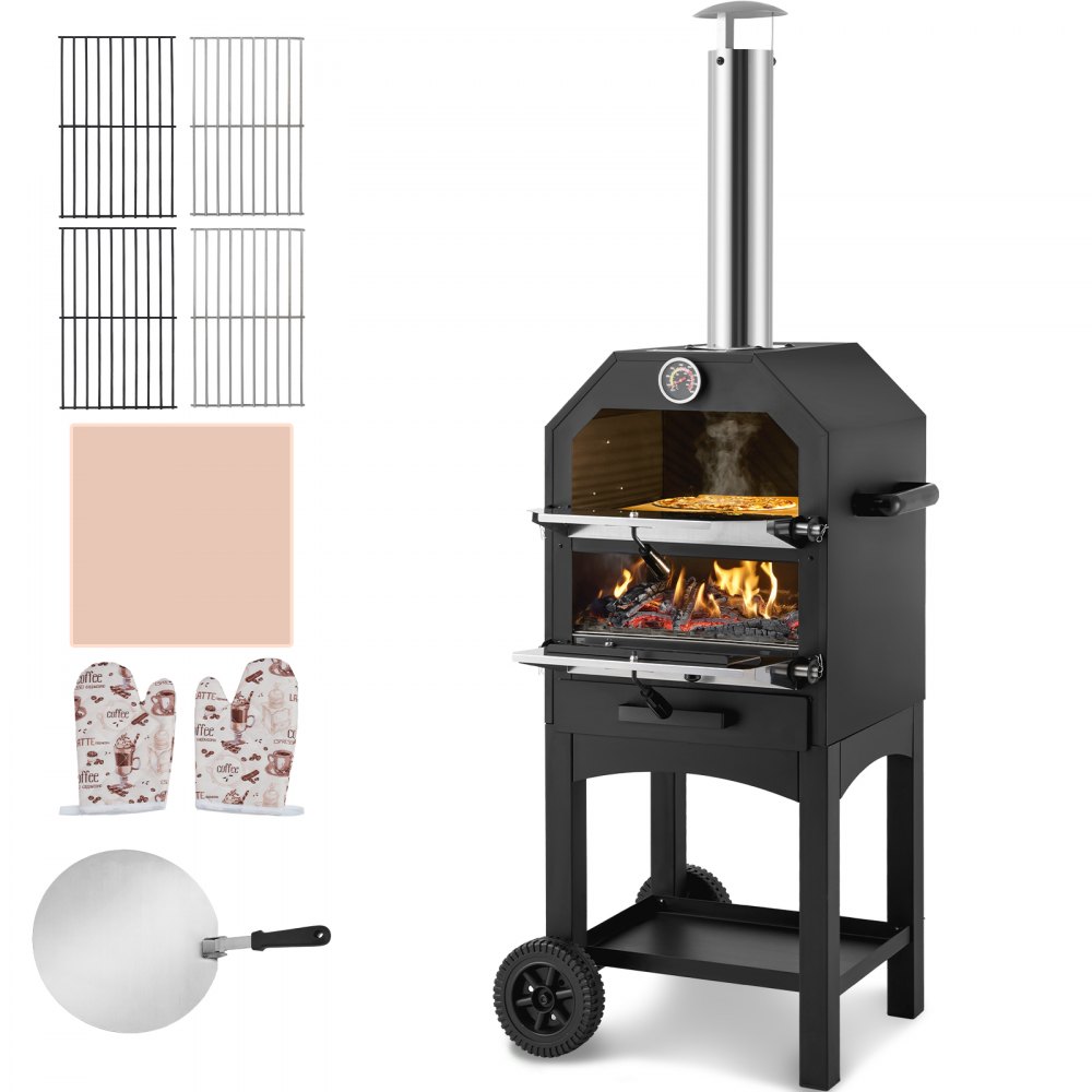 VEVOR 12" Outdoor Pizza Oven Portable Wood Pellet Pizza Oven Baked Paint Camping - LSPSLHS458X4NXE5GV0