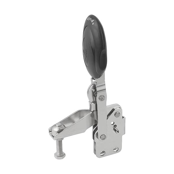 Kipp Vertical Toggle Clamps w. Safety Lock, straight foot, adj. spindle, SS - K0663.106100
