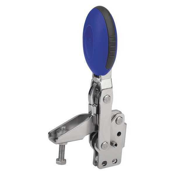 Kipp Toggle Clamp Vertical, Foot Vert. F1=2000, Clamping Spindle M08X45, Stainless Steel, Blue - K0663.108001