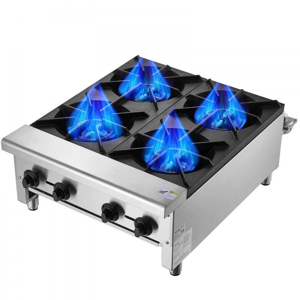 VEVOR Commercial Gas Range Stove 4 Burners Countertop Cooking Hot Plate Kitchen - SYTSRQZBDJK4FOXOHV0