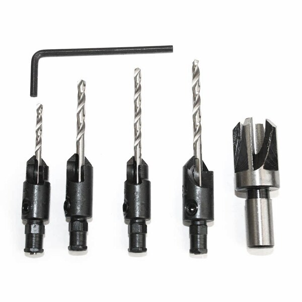 Big Horn 5 Piece Counter Sink Set with 3/8 Plug Cutter - 13201