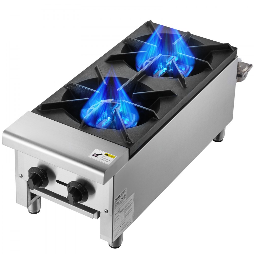 VEVOR Commercial Gas Range Stove 2 Burners Countertop Cooking Hot Plate Kitchen - SYTSRQZBDJK21ROHBV0