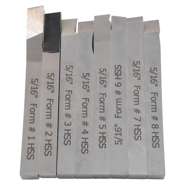 H & H Industrial Products 5/16 X 3-1/8" 8 Piece High Speed Steel Lathe Turning Tool Set - 2006-9024