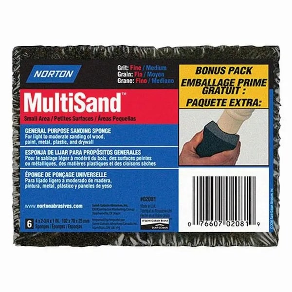 Norton Co 4" x 2-3/4" MultiSand Lija de Doble Cara Fina/Media, PK 6 - 02081