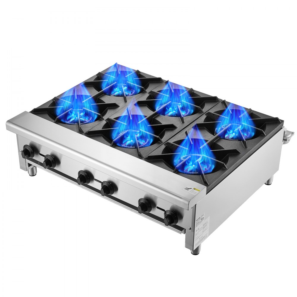 VEVOR Commercial Gas Range Stove 6 Burners Countertop Cooking Hot Plate Kitchen - SYTSRQZBDJK685F0RV0