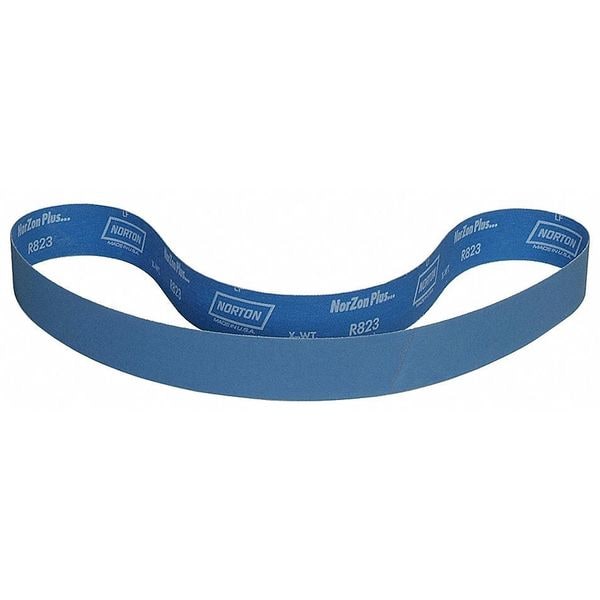 Norton Abrasives Sanding Belt, Recubierto, 1 1/2 pulg de ancho, 60 pulg de largo, 220 grit, Muy fino, Alúmina de circonio, BlueFire R823P - 78072708871