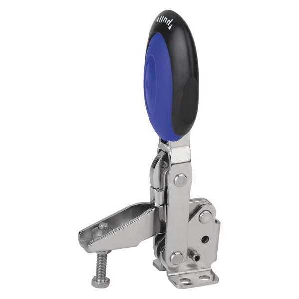 Kipp Toggle Clamp Vertical With Safety Lock, Foot Horiz., Stainless Steel Bright, Blue - K0662.106101