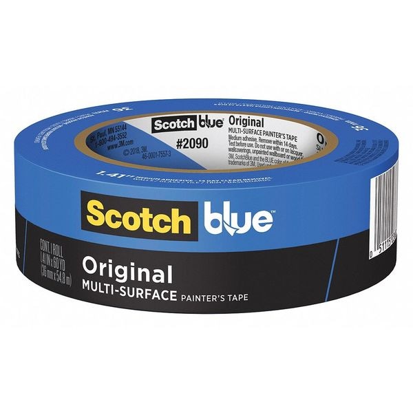 Cinta para pintor de 3M, 1 7/16 pulgadas de ancho x 60 yardas de largo, 5.4 mil de grosor, azul, Scotch Blue 2090, 1 pieza - 2090