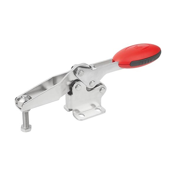 Kipp Horizontal Toggle Clamps with flat foot and adj. spindle, stainless - K0660.105003