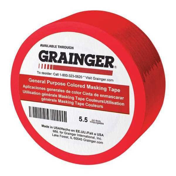 Cinta de enmascarar, papel, roja, 1/4", paquete de 144 - TC602-Rojo