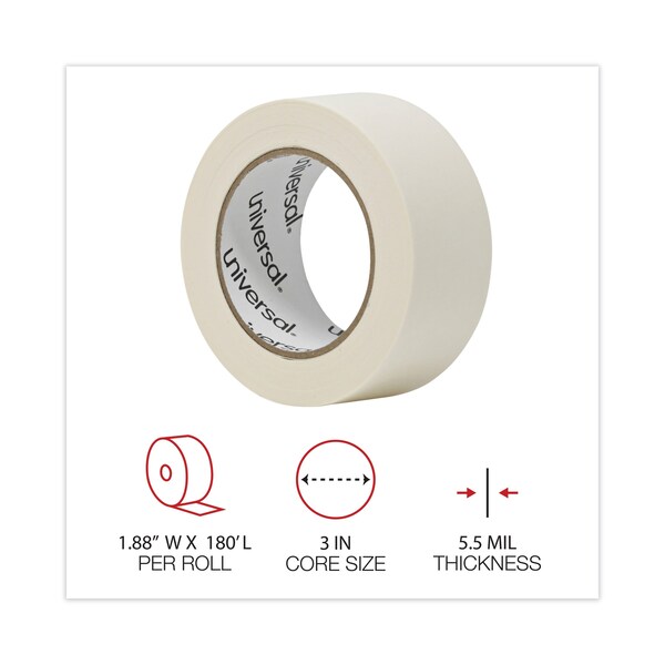 Cinta de enmascarar de uso general Universal, núcleo de 3", 48 mm x 54.8 m, beige, paquete de 2 - UNV51302