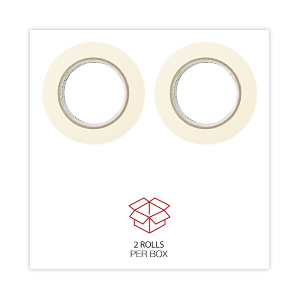 Cinta de enmascarar de uso general Universal, núcleo de 3", 48 mm x 54.8 m, beige, paquete de 2 - UNV51302