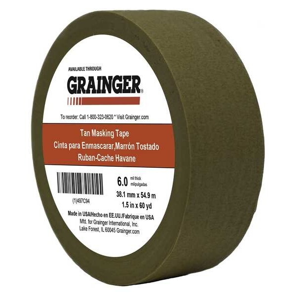 Cinta de enmascarar de papel kraft, color crema - TC97-1.5" X 60YD de Zoro Select