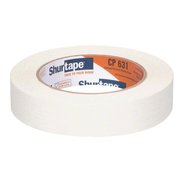 Cinta de enmascarar Shurtape, Serie: CP631, Tamaño: 2 pulgadas, Longitud: 60 yardas, Color: Blanco, Grosor: 4.6 milésimas, 1 Rollo - 161618