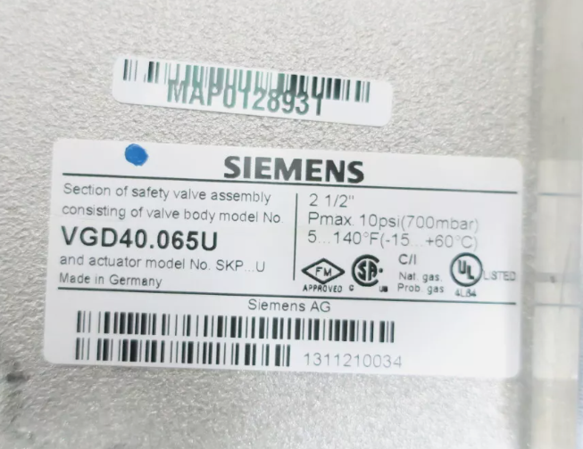 SIEMENS VGD40.065U DOUBLE GAS VALVE 10PSI THREADED 2-1/2IN OTHER VALVE
